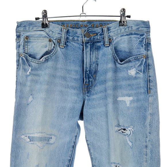 American Eagle Slim Straight Distressed Jeans Men's Size 31x32 - Picture 2 of 9